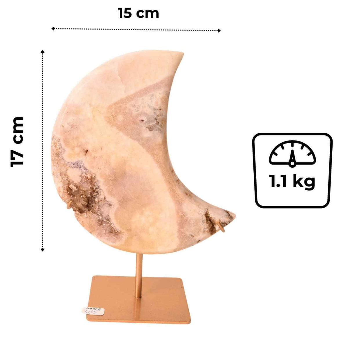 Semiluna decorativa din Agat crem-roz natural - sculptata manual in Brazilia 1.1 kg