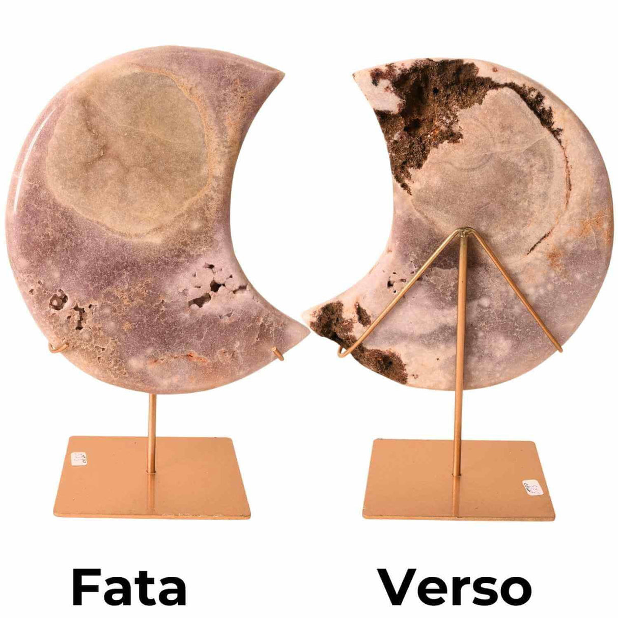 Semiluna decorativa din Agat roz-liliachiu natural - sculptata manual in Brazilia 3.3 kg