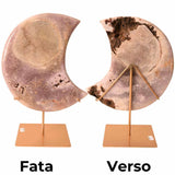 Semiluna decorativa din Agat roz-liliachiu natural - sculptata manual in Brazilia 3.3 kg