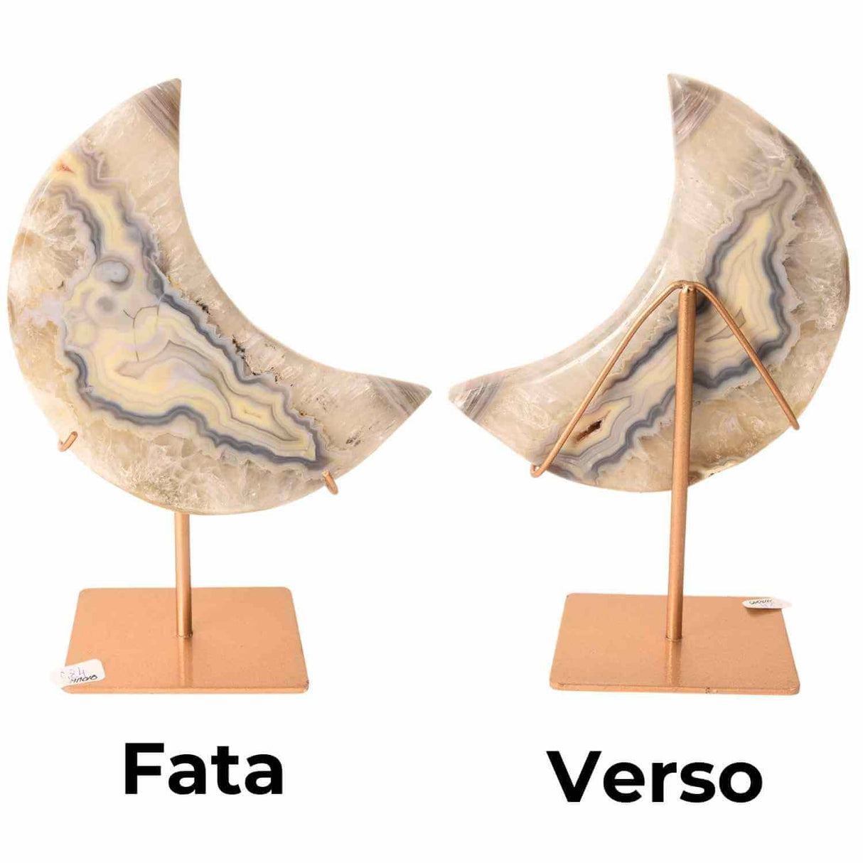 Semiluna decorativa din Agat bandat natural - sculptata manual, Brazilia | Piesa unicat