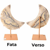 Semiluna decorativa din Agat bandat natural - sculptata manual, Brazilia | Piesa unicat