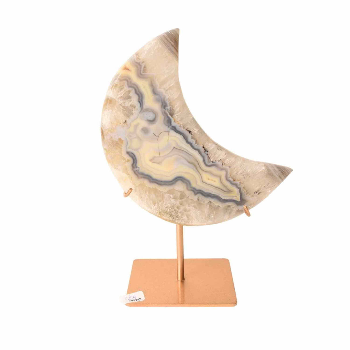 Semiluna decorativa din Agat bandat natural - sculptata manual, Brazilia | Piesa unicat