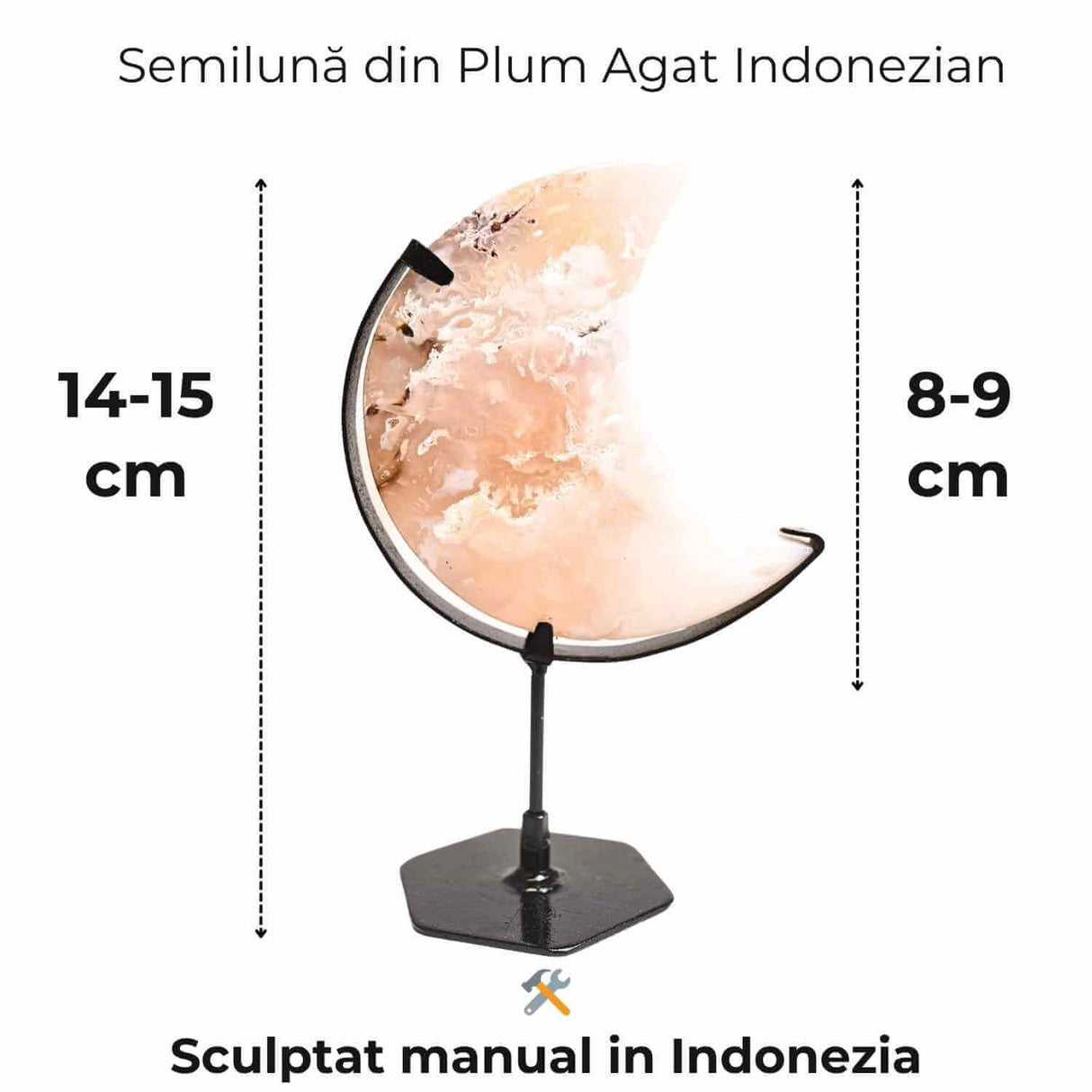 Semiluna din Plum Agat - Sculptata manual, armonie interioara si blandete