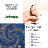 Semiluna din Plum Agat - Sculptata manual, armonie interioara si blandete