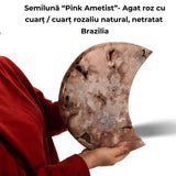 Semiluna Pink Amethyst - Agat roz natural cu cuart si calcedonie, piesa statement din Brazilia 7.42 kg