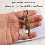Semn de Carte Energetic cu Cele 7 Chakre si Inimioara din Cuart Roz - Cadoul Spiritual Ideal pentru Iubitorii de Carti