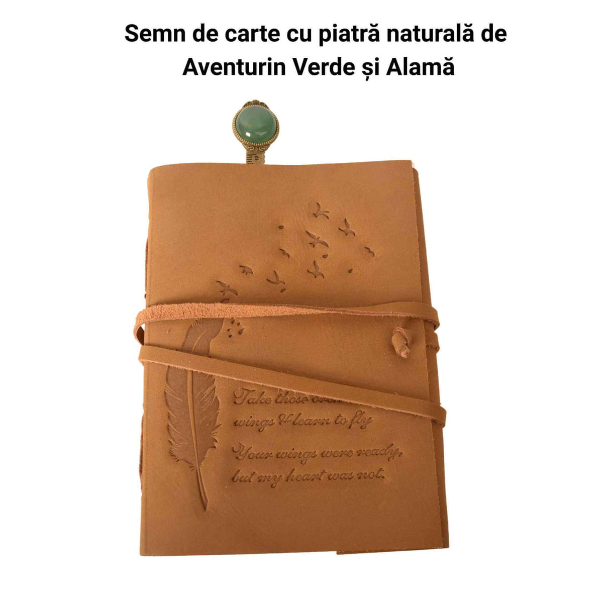 Semn de Carte Elegant cu Piatra Naturala de Aventurin Verde si Alama