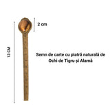 Semn de Carte Vintage cu Piatra Naturala Ochi de Tigru si Alama