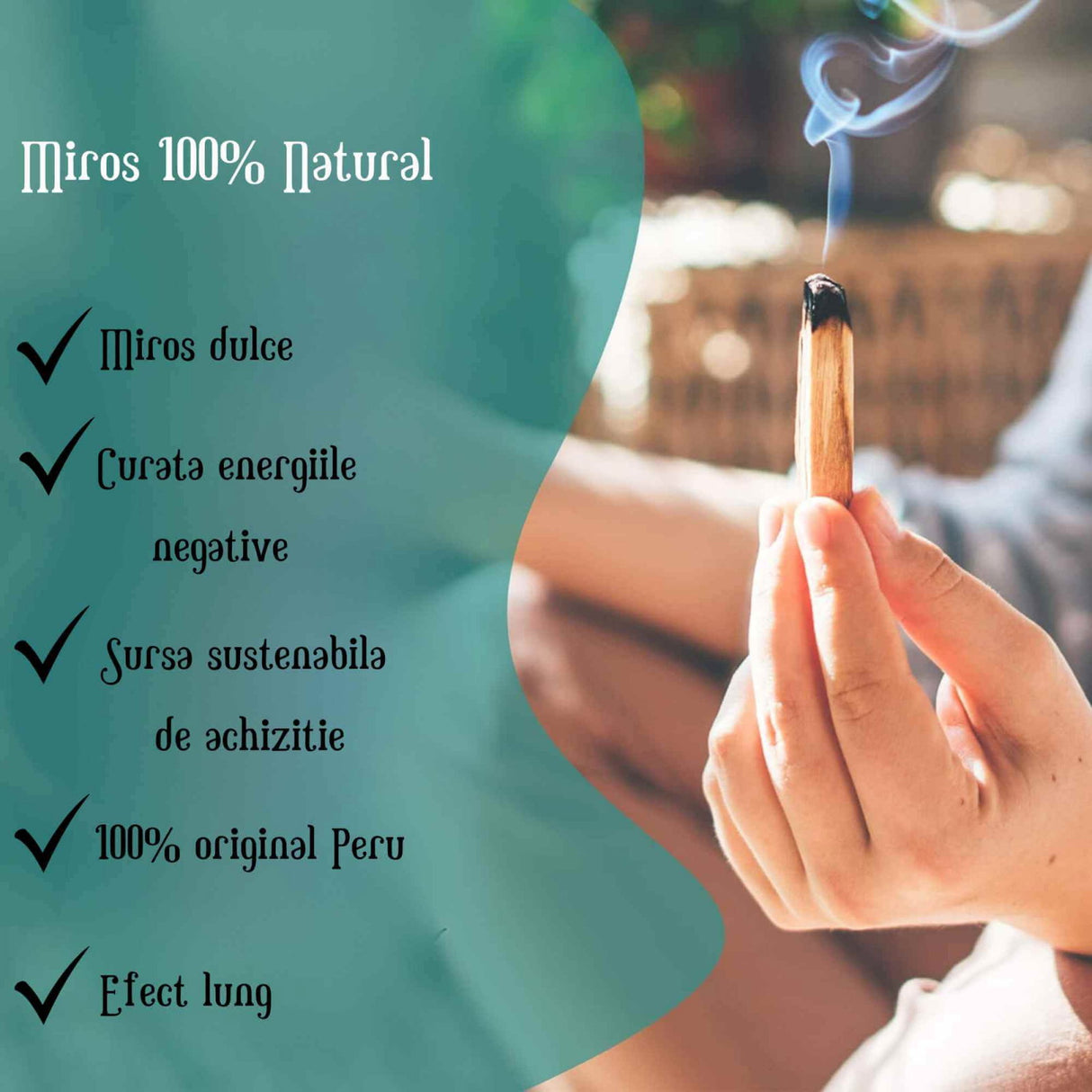 1 Bucata Lemn "Sfant" Palo Santo Pentru Curatarea Cristalelor