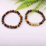 Set 2 Bratari elastice cu pietre semipretioase ochi de tigru de 8 mm - bratara pentru meditatie, yoga, reiki