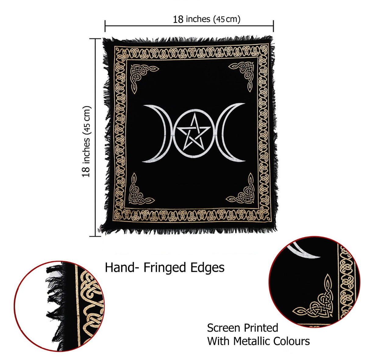 Panza Sacra pentru altar magic - Design Pentagrama Triple Moon - Vrajitorie Tarot Wiccani Spiritualitate