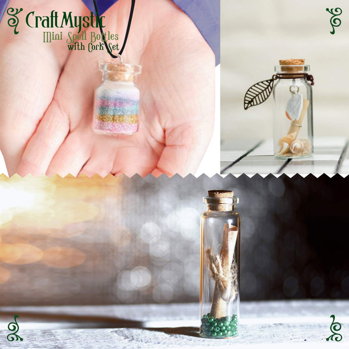 Set 60 de sticlute cu dop de pluta - Sticle miniatura cu capace si accesorii - Mini borcane din sticla transparenta - Mini sticlute decorative pentru nunti, botezuri, potiuni, proiecte craft DIY
