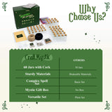 Set 60 de sticlute cu dop de pluta - Sticle miniatura cu capace si accesorii - Mini borcane din sticla transparenta - Mini sticlute decorative pentru nunti, botezuri, potiuni, proiecte craft DIY