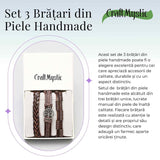 Set 3 Brățări Inedite cu Arborele Vieții si piele sintetica maro- Stil și Protecție