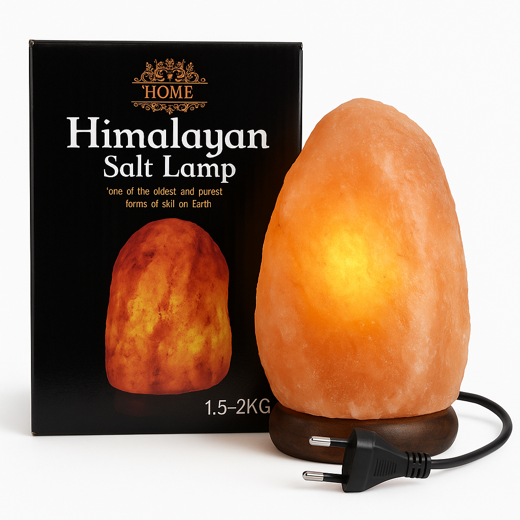 Lampa Sare Himalaya 1.5–2 kg – lumina ambientala calda si relaxanta, include bec si priza EU