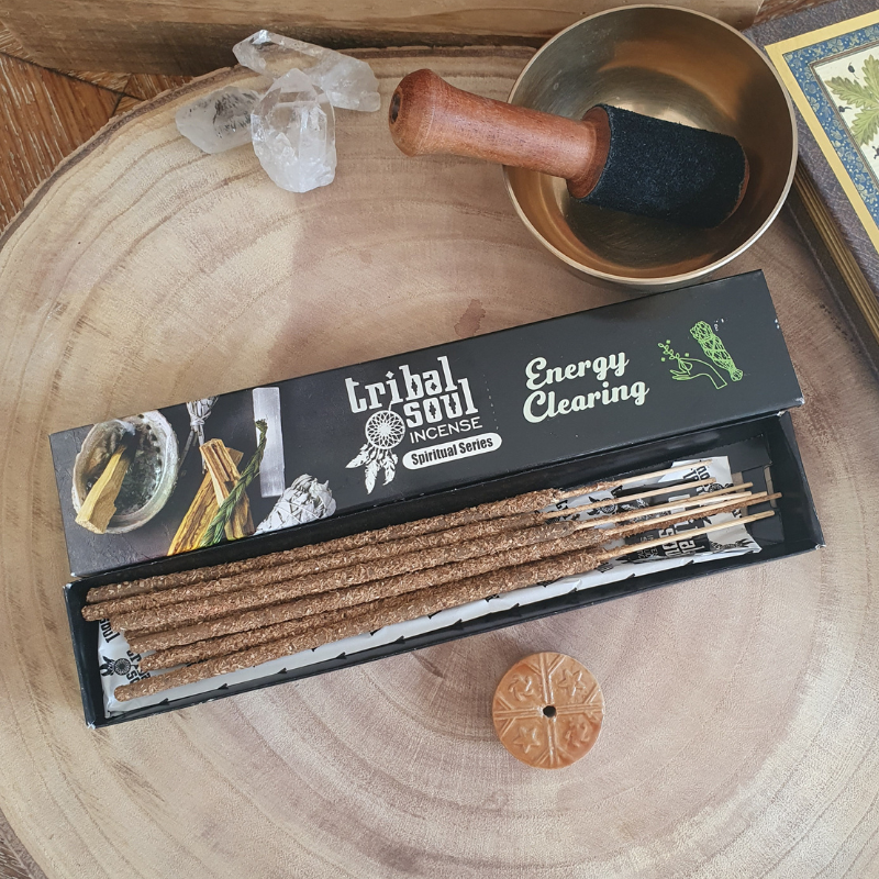 Betisoare parfumate Tribal Soul Energy Clearing + suport ceramic – purificare energetica si pregatire pentru meditatie