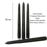 Set 4 Lumanari negre conice de 25 cm - Lumanari fara picurare si fara parfum - Perfecte ca lumanari pentru decor, ocazii speciale