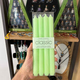 Set 4 Lumanari drepte verde lime de 25 cm - Lumanari fara picurare si fara parfum - Perfecte ca lumanari pentru cina, ocazii speciale