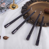 Set 4 Lumanari negre spirala de 25 cm - Lumanari fara picurare si fara parfum - Perfecte ca lumanari pentru cina, ocazii speciale