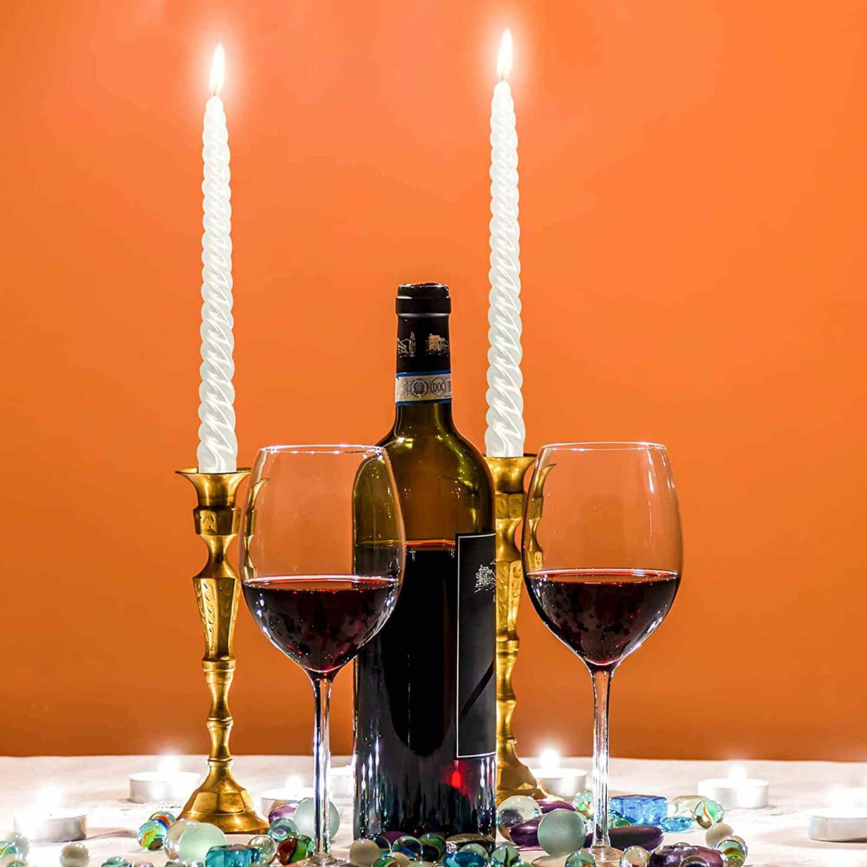 Set 4 Lumanari albe spirala de 25 cm - Lumanari fara picurare si fara parfum - Perfecte ca lumanari pentru cina, ocazii speciale