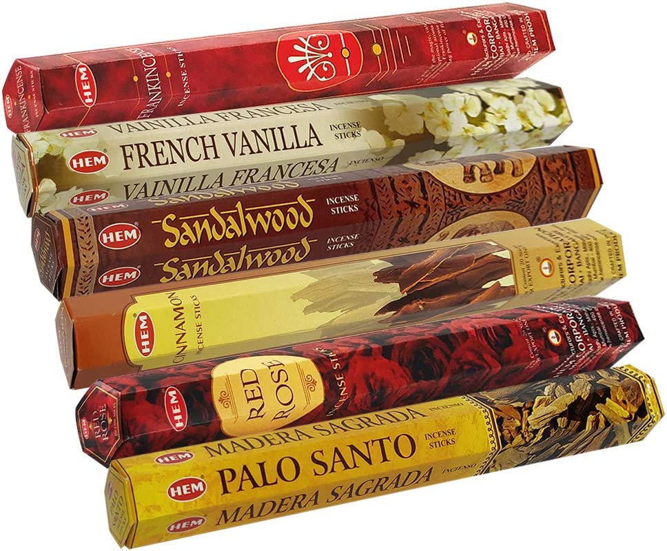 Set 6 pachete mix betisoare parfumate cu cele mai apreciate 6 parfumuri HEM populare + suport pentru betisoare