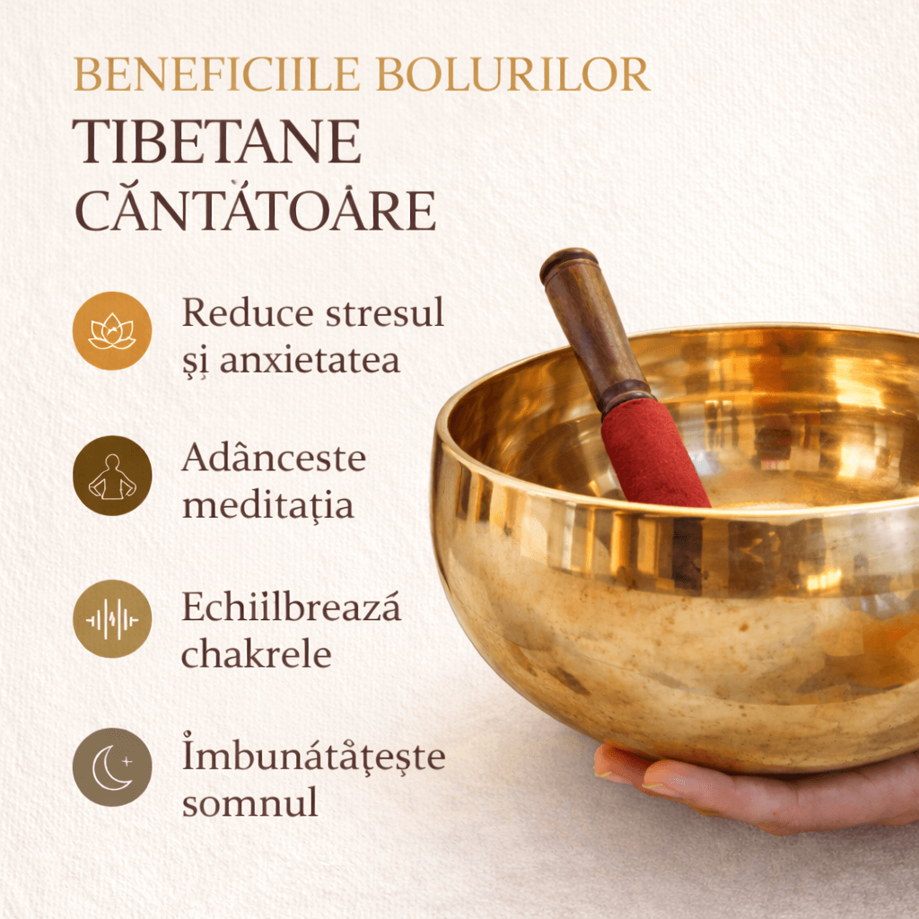 Bol Tibetan Extra Mare din Cupru Nobil 21 cm – Instrument de Armonizare, Vindecare si Echilibru Energetic