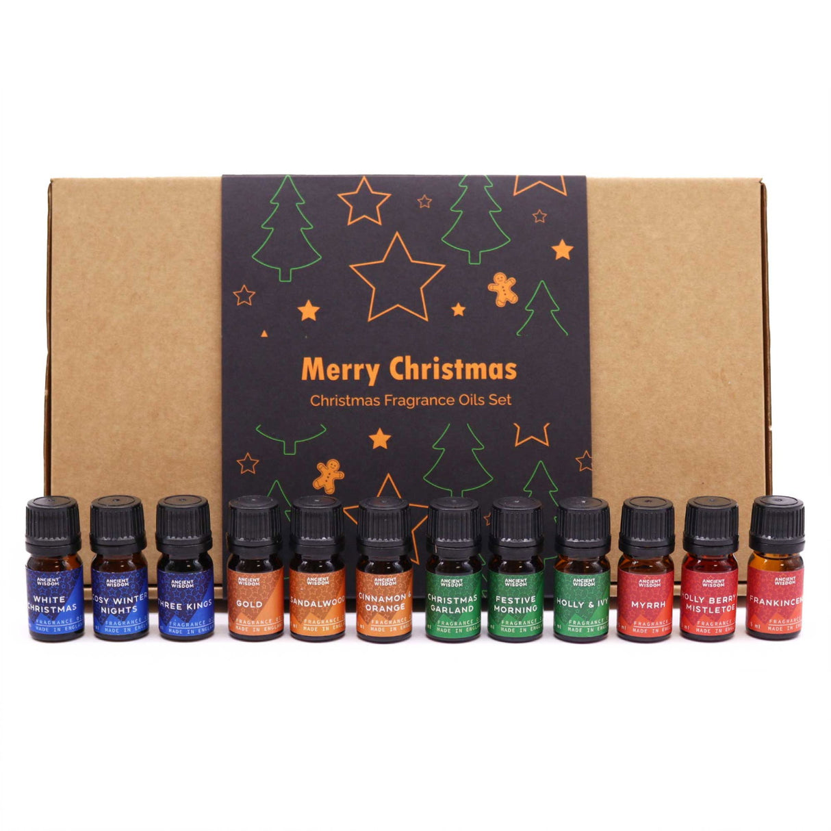 Set uleiuri parfumate Craciun - Holy Scents (12 x 5 ml) + 2 pipete, Made in UK