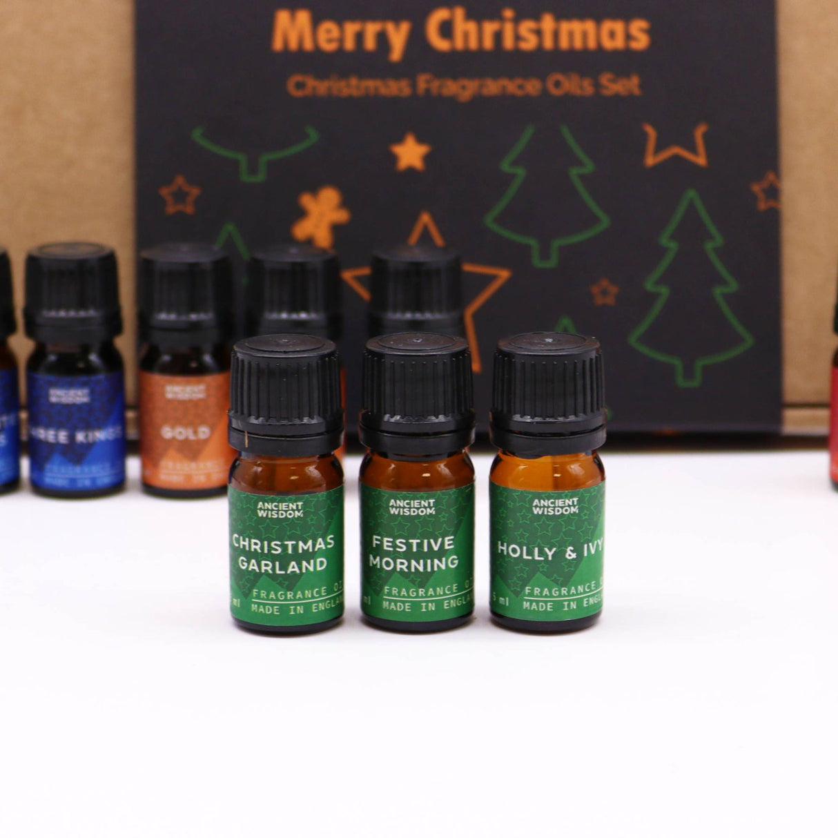 Set uleiuri parfumate Craciun - Holy Scents (12 x 5 ml) + 2 pipete, Made in UK