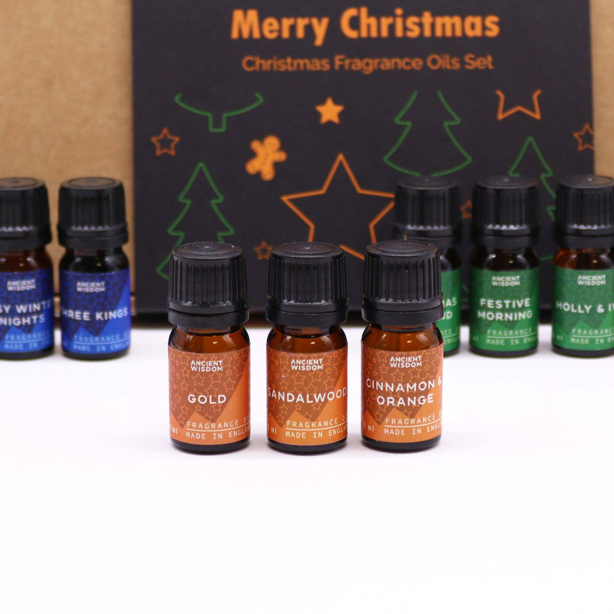 Set uleiuri parfumate Craciun - Holy Scents (12 x 5 ml) + 2 pipete, Made in UK