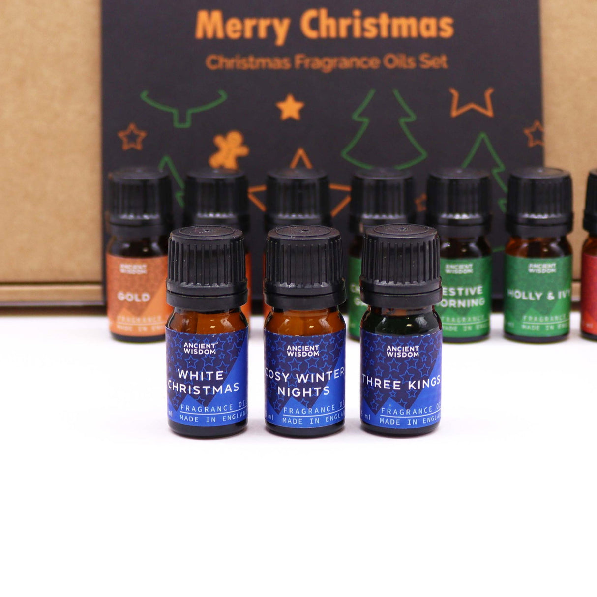 Set uleiuri parfumate Craciun - Holy Scents (12 x 5 ml) + 2 pipete, Made in UK