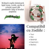 Set bratari cuplu naturale cu Agat, perla si cristal - iubire si echilibru
