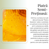 Colier ajustabil auriu cu pandantiv citrin brut - Energie si Claritate
