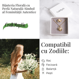 Bijuterie inspirata de natura - Inel floare de camelie cu perla si scoica