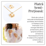 Bijuterie inspirata de natura - Inel floare de camelie cu perla si scoica