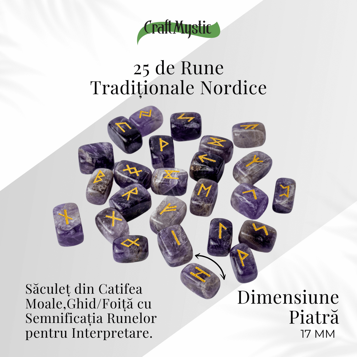 Set Rune din Ametist Natural - Claritate Spirituala si Protectie Energetica
