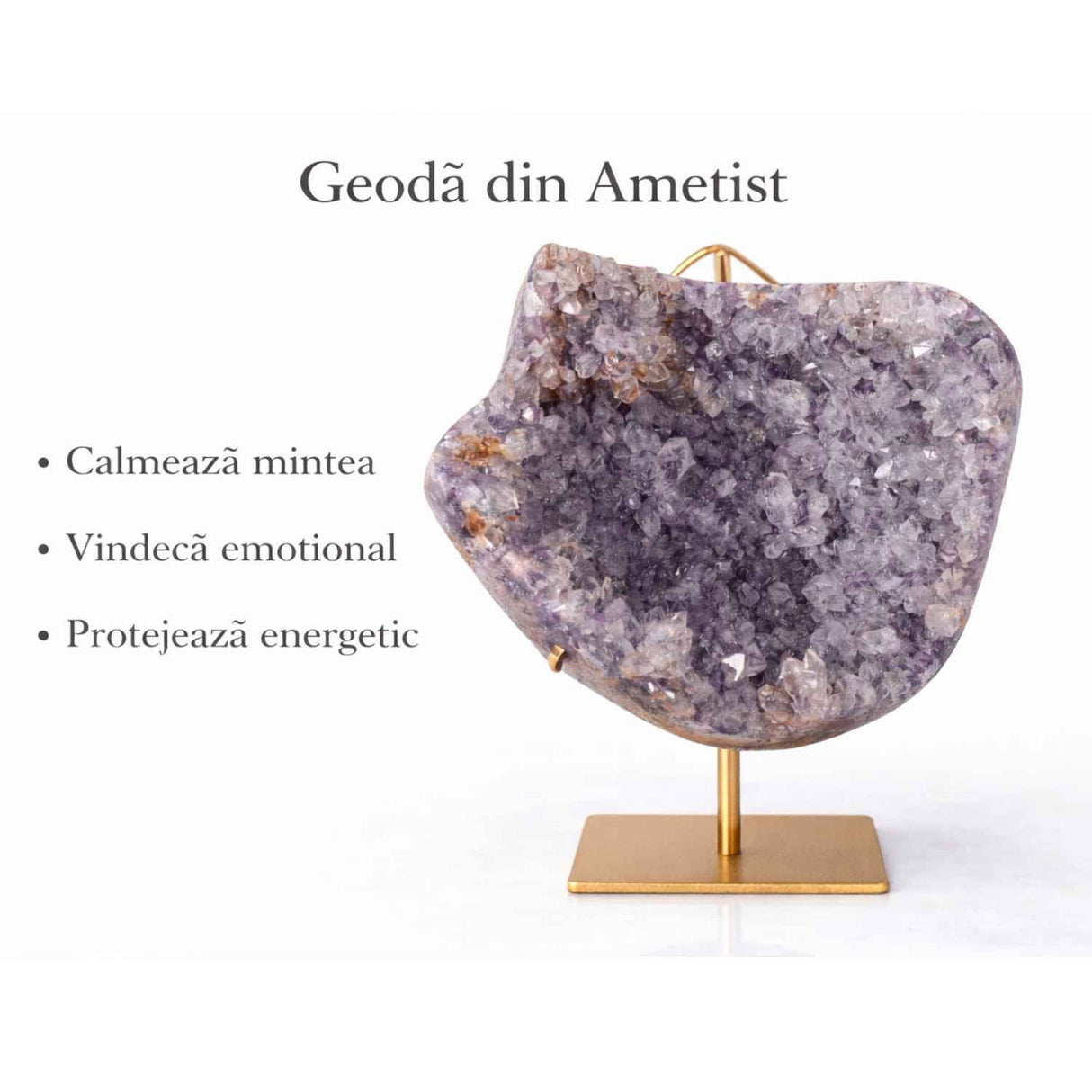 Geoda din ametist naturala pe suport metalic – cristal brazilian unicat 1.665 kg