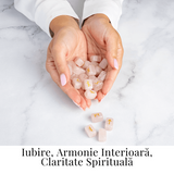 Set Rune din Cuart Roz Natural – Iubire, Claritate si Armonie Interioara
