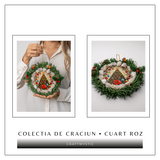 Coronita de Craciun cu Cuart Roz Brut - Armonie, Iubire si Magie Festiva