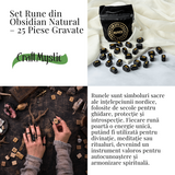 Set Rune din Obsidian Natural - Protectie, Claritate si Putere Interioara