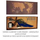 Set Stilou Pana Albastra - Cutie Cadou, 5 Penite, Cerneala si Suport