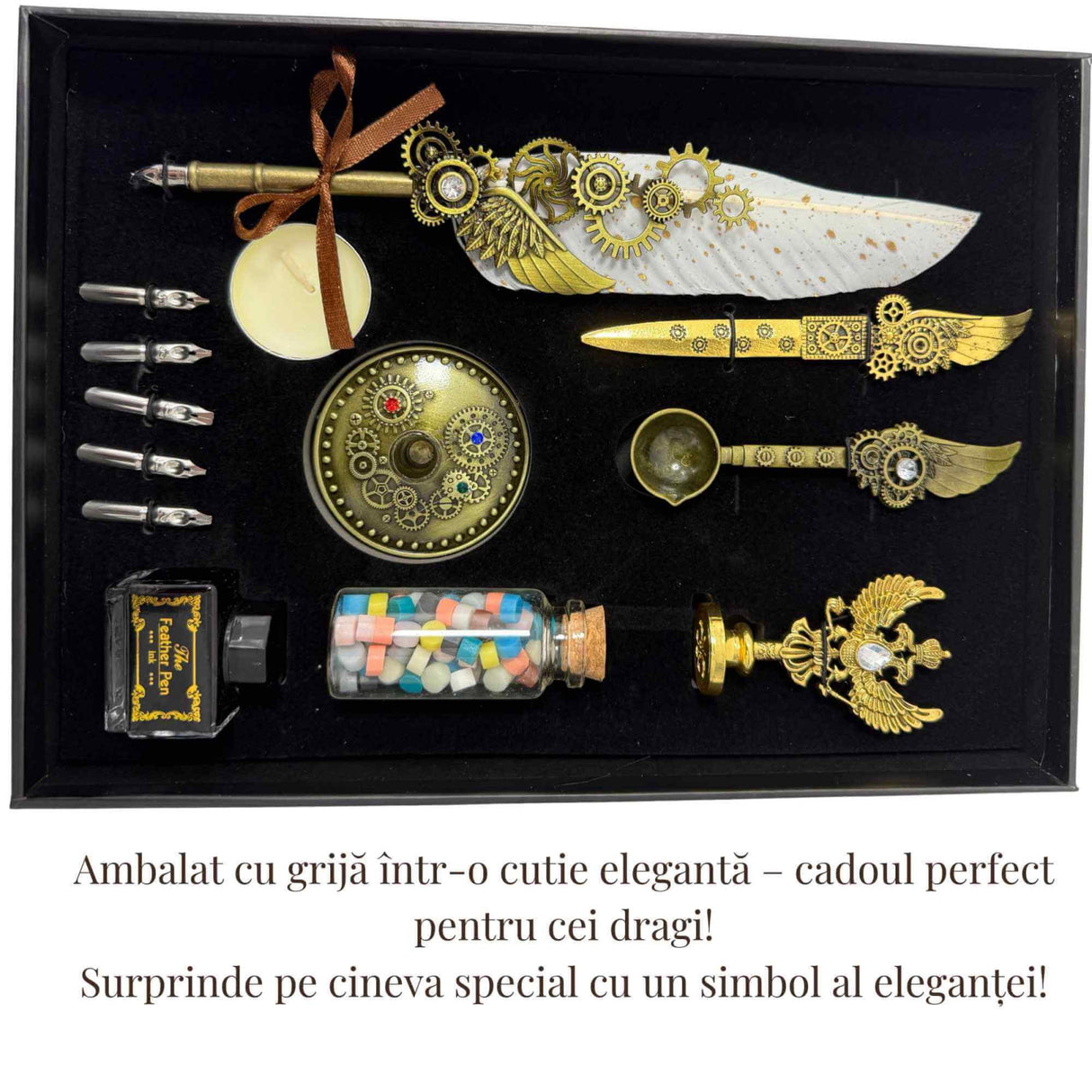 Set Stilou Pana cu Accesorii – Scris Artistic, Sigilii si Cadou Premium
