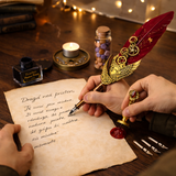 Set Pana rosie cu penita si mini Jurnal – Scris Artistic, Sigilii si Cadou Caligrafie