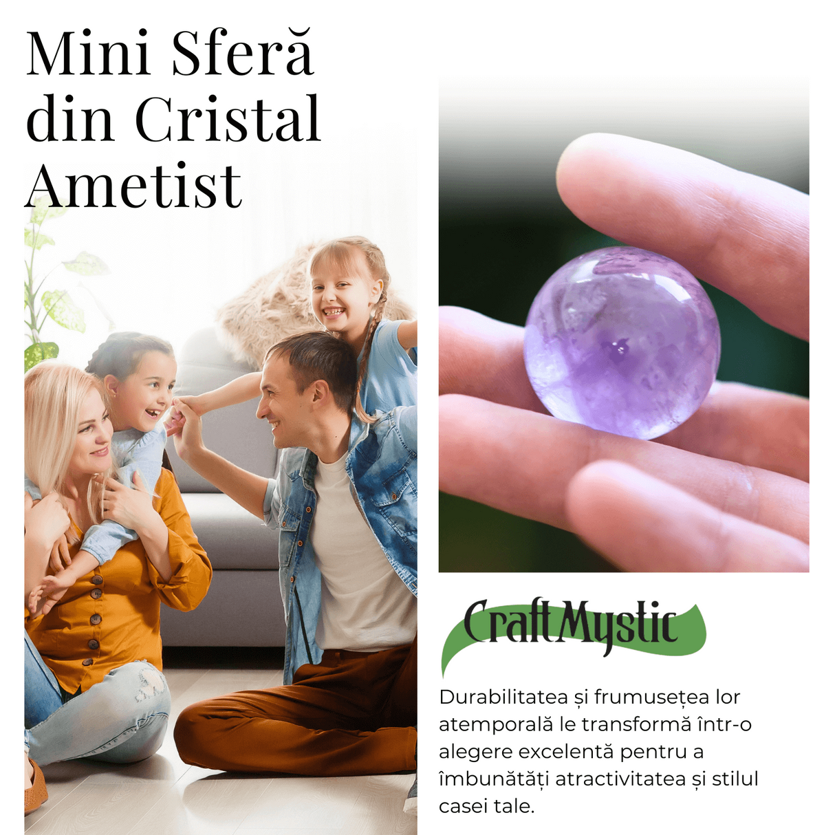 Sfera din Ametist Natural,1 buc, 30-35 mm - Ideala pentru Cadouri si Decoratiuni, Piatra Naturala
