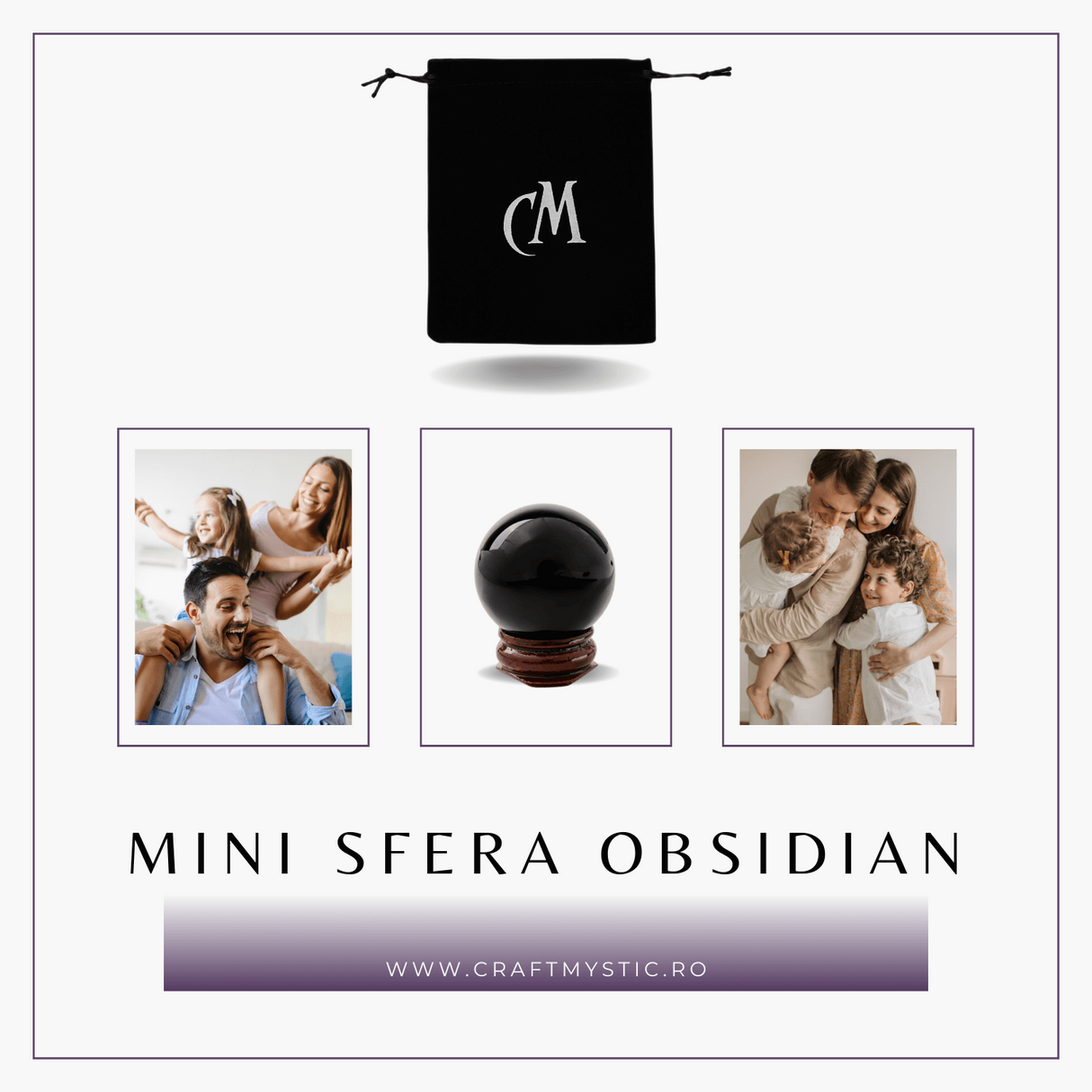 Sfera din Obsidian Natural, 1 buc, 30-35 mm - Ideala pentru Cadouri si Decoratiuni, Piatra Semipretioasa