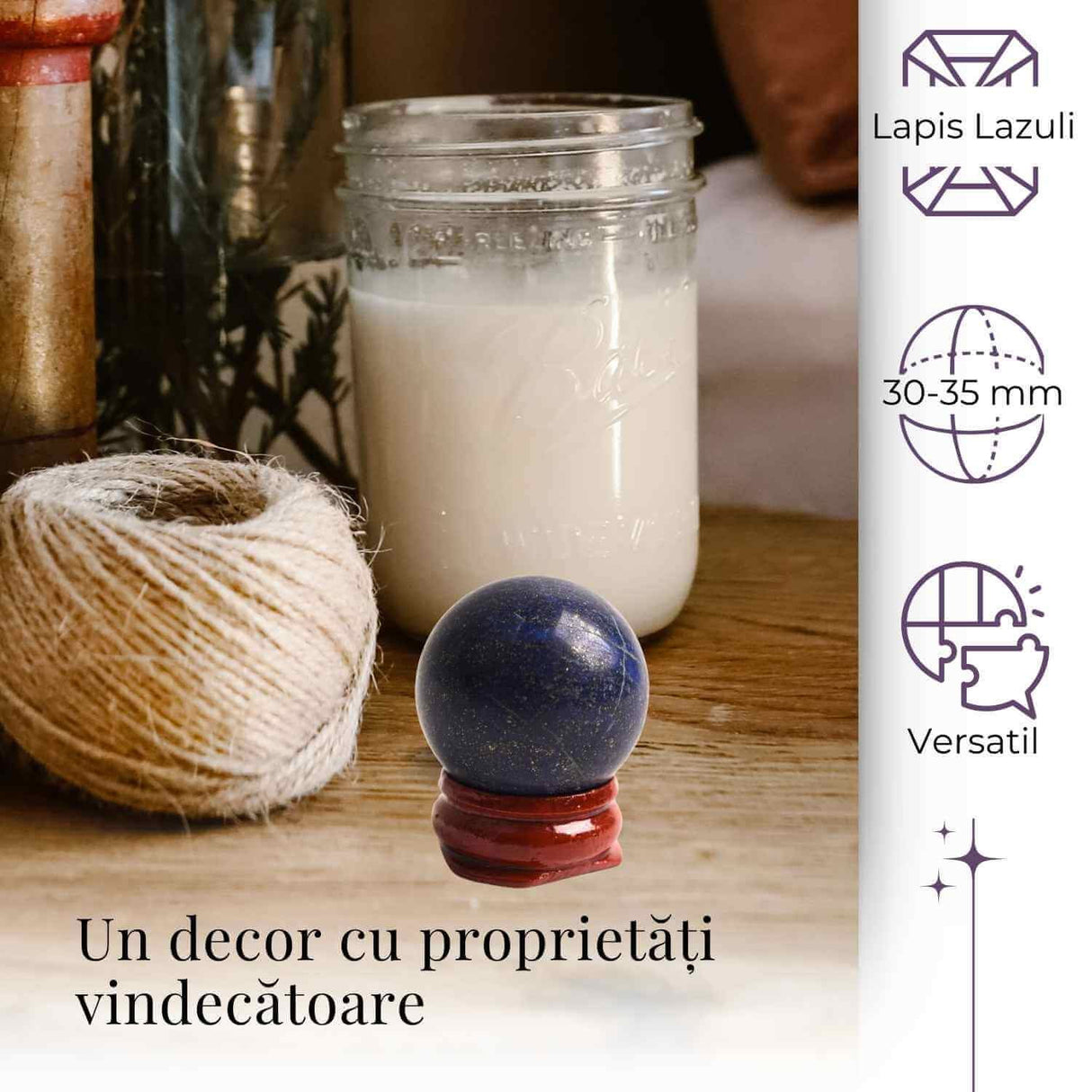 Sfera Lapis Lazuli Natural, 30-35mm – Claritate Mentala si Echilibru
