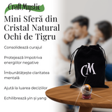 Sfera din Ochi de Tigru Natural, 1 buc, 30-35 mm - Piatra Semipretioasa pentru Cadouri, Curaj si Protectie