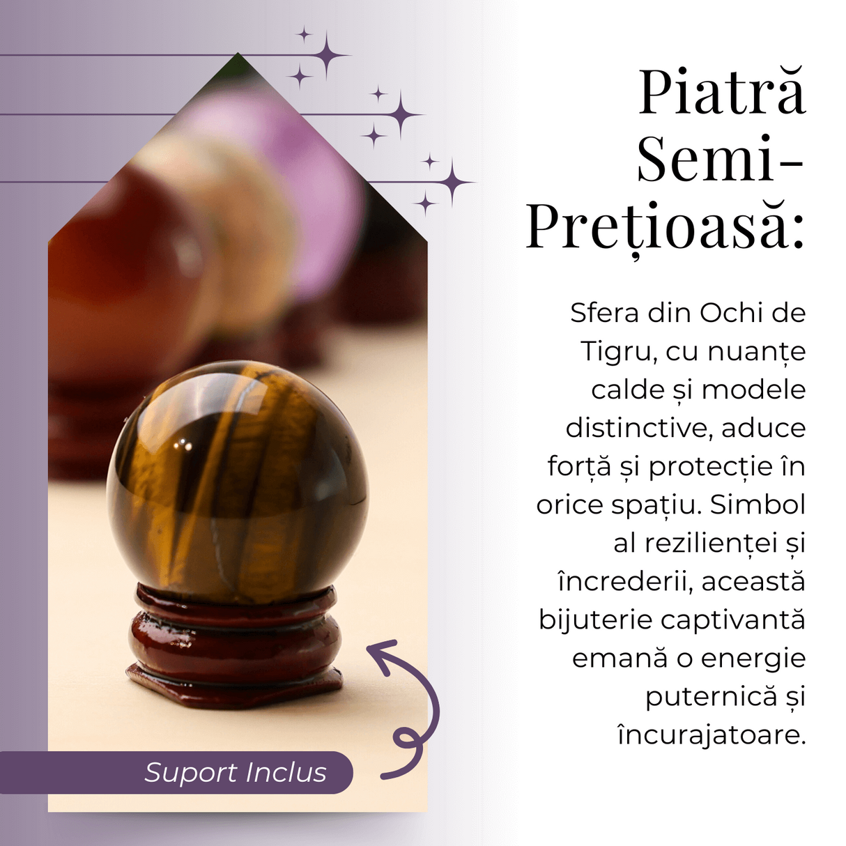Sfera din Ochi de Tigru Natural, 1 buc, 30-35 mm - Piatra Semipretioasa pentru Cadouri, Curaj si Protectie