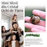 Sfera din Ochi de Tigru Natural, 1 buc, 30-35 mm - Piatra Semipretioasa pentru Cadouri, Curaj si Protectie