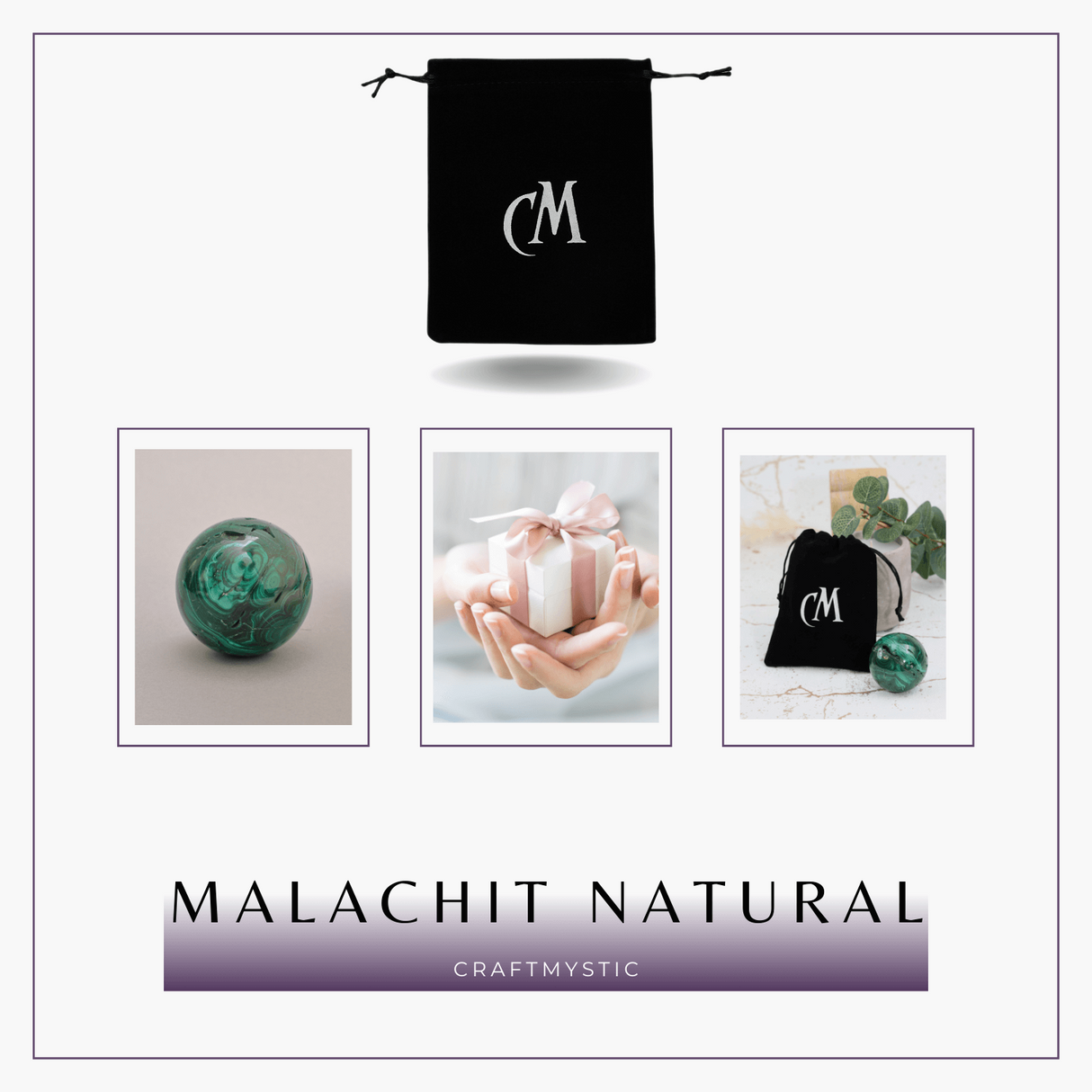 Sfera Malachit natural 50-55 mm 300-350 g - Focalizarea Energiilor de Vindecare