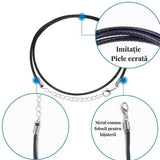 Snur ajustabil din imitatie piele cerata neagra 1.5mm, 60+5cm - Ideal pentru pandantive si medalioane